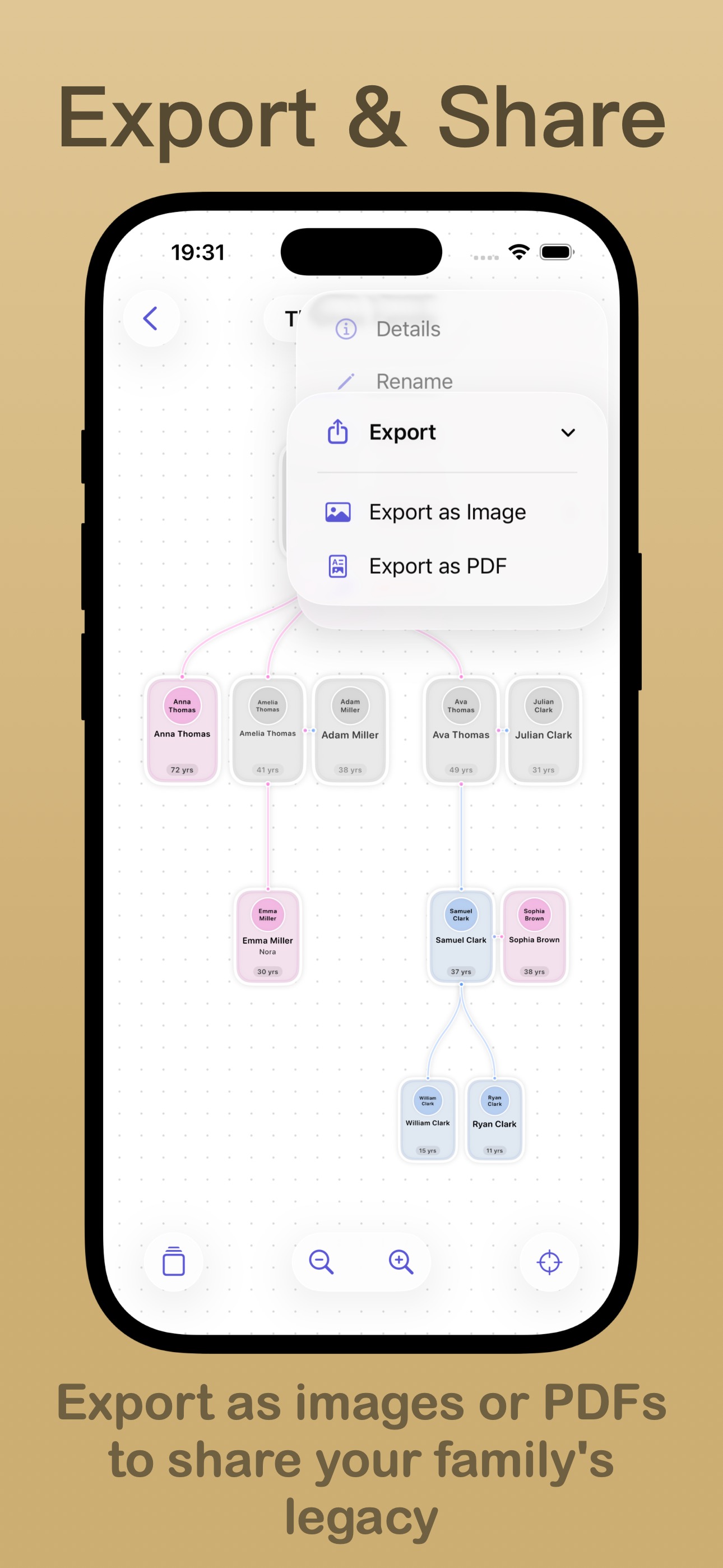 Export and Share: Share your family's legacy